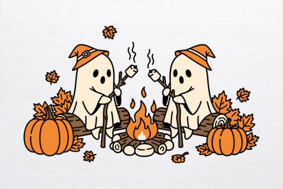 Autumn Halloween Ghost Friends SVG: Graphics and Crafts