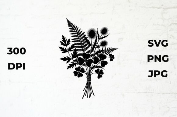 Botanical Bouquet Silhouette Vector for Crafts and Graphics