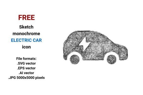 FREE Sketch Electric Car Icon for Graphics and Freebies