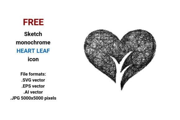 FREE Sketch Heart Leaf Icon Graphics Freebies