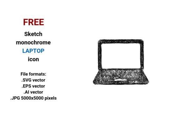 FREE Sketch Laptop Icon Graphics