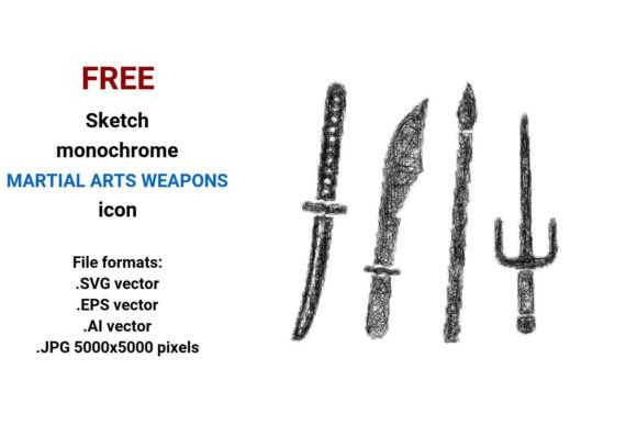 FREE Sketch Martial Arts Weapons Icon