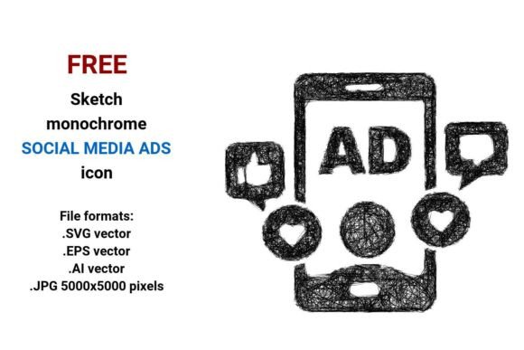 FREE Sketch Social Media Ads Icon Graphics