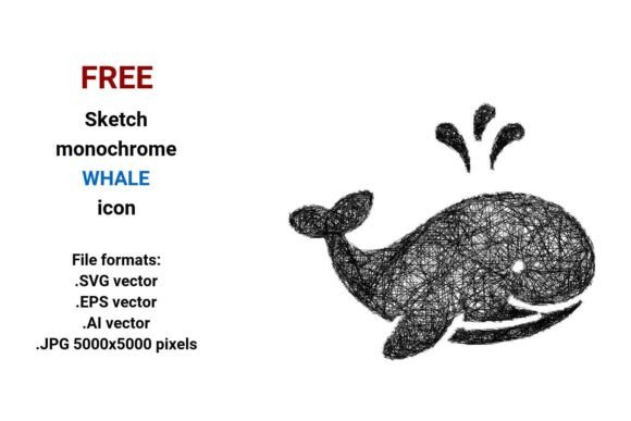 FREE Sketch Whale Icon for Creative Crafters