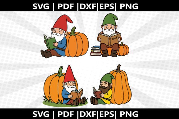 Gnome Reading SVG Cricut Cut File Graphics Freebies