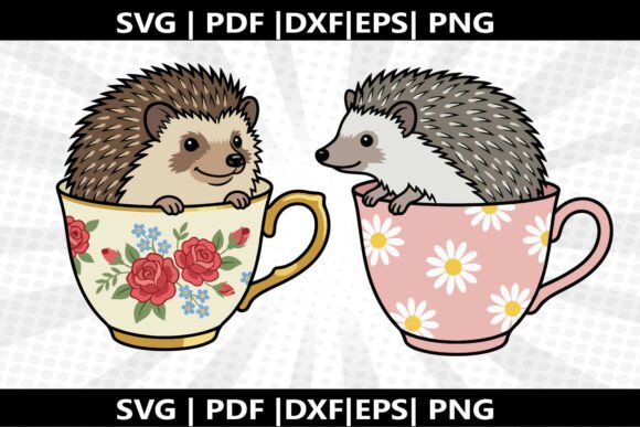 Hedgehog in Teacup SVG Cricut Cut File
