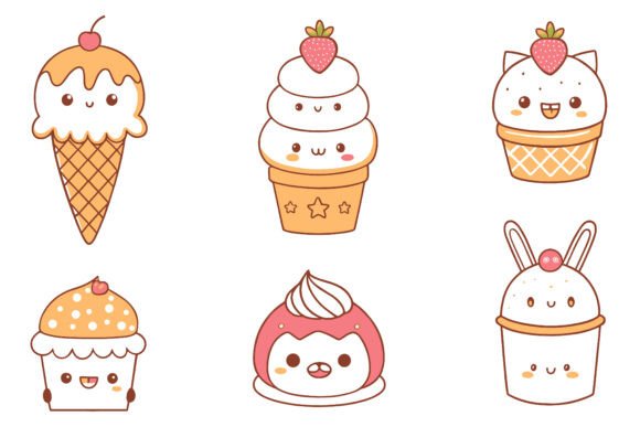 Kawaii Cute Dessert Animal Clipart Set: Graphics for Local Business Branding