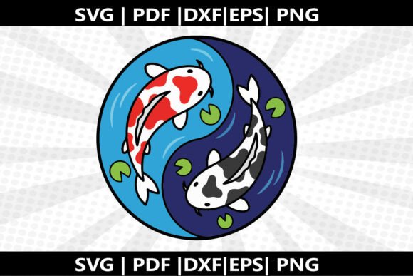 Koi Fish Pond SVG Cricut Cut File Graphics