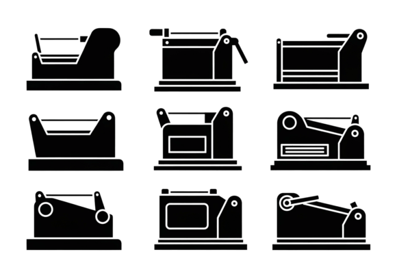 Paper Cutter Machine Icons Set Vector