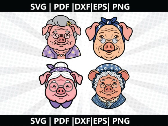 Pig Granny SVG Cricut Cut File