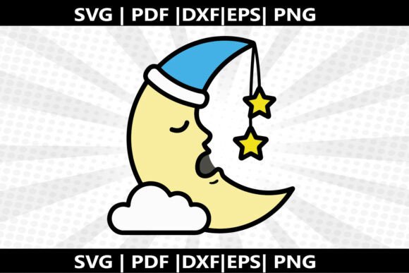 Sleepy Moon SVG Graphics Freebies