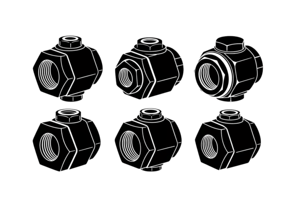 Threaded Pipe Fittings Vector Graphics