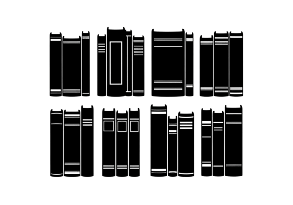 Vintage Book Stack Clipart Silhouette